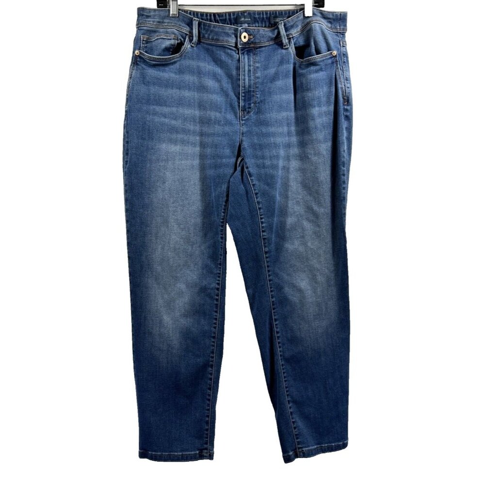J Jill Women's Jeans 18r‎ Blue Denim Authentic Fit Slim Ankle Zip Button Stretch
